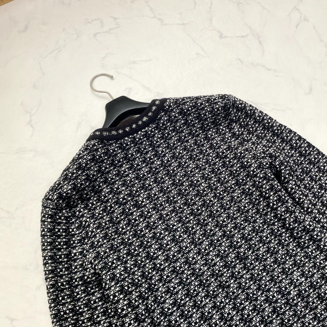 theory luxe 23AW ニットジャケット ツイード 白 黒38