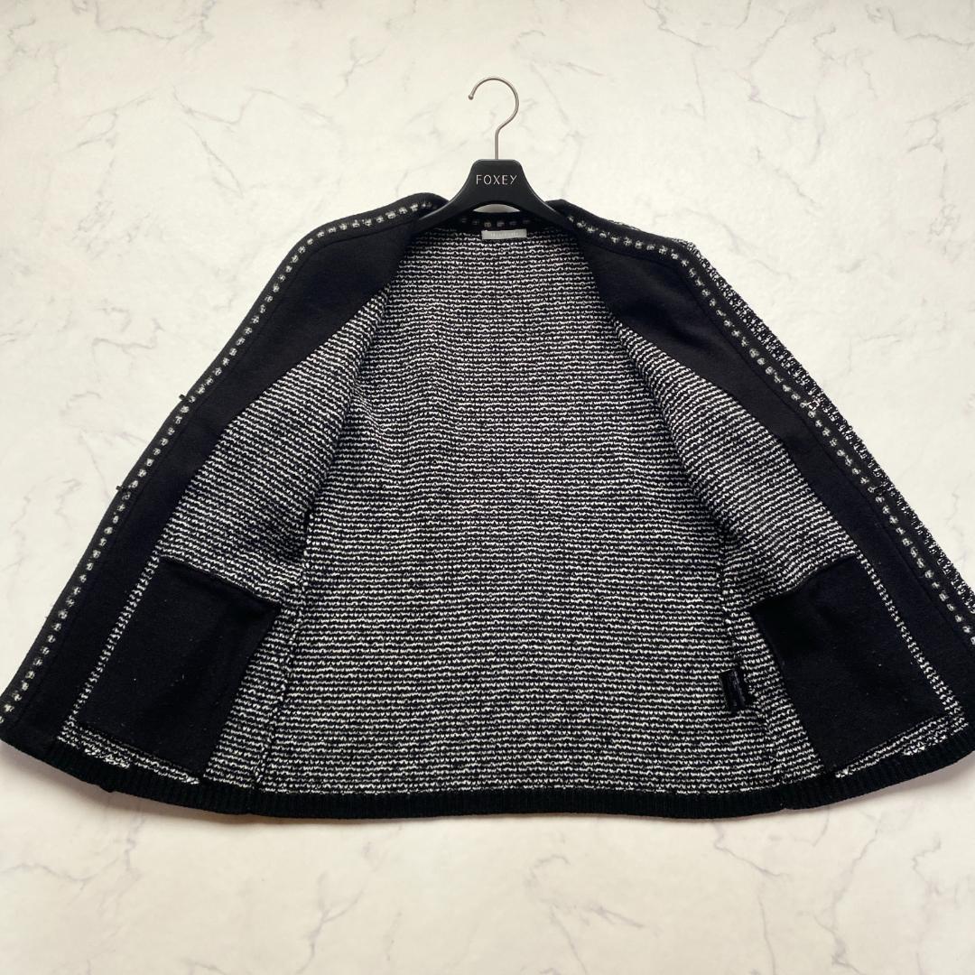 theory luxe 23AW ニットジャケット ツイード 白 黒38