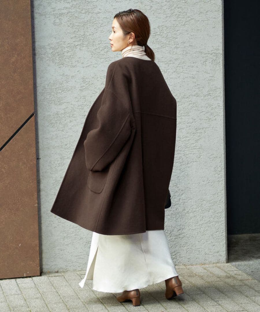 【極美品】IENA MANTECO PURE リバーハーフコート 36 ブラウン