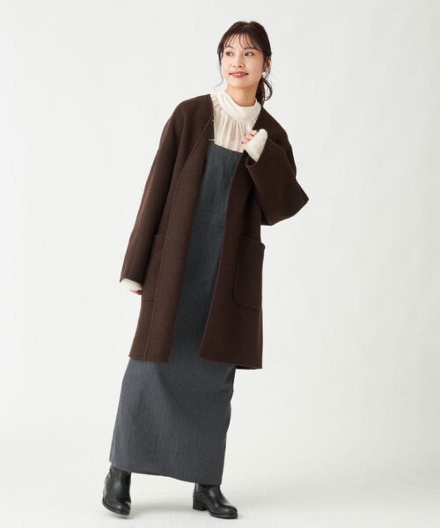 【極美品】IENA MANTECO PURE リバーハーフコート 36 ブラウン