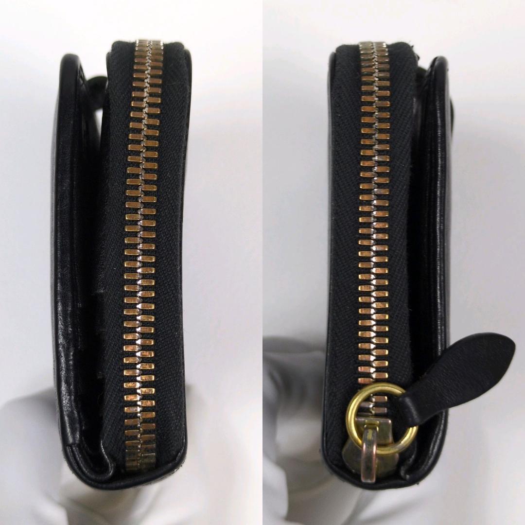 イルビゾンテ ラウンドジップ ファスナー 財布 ブラック シボ ゴールド