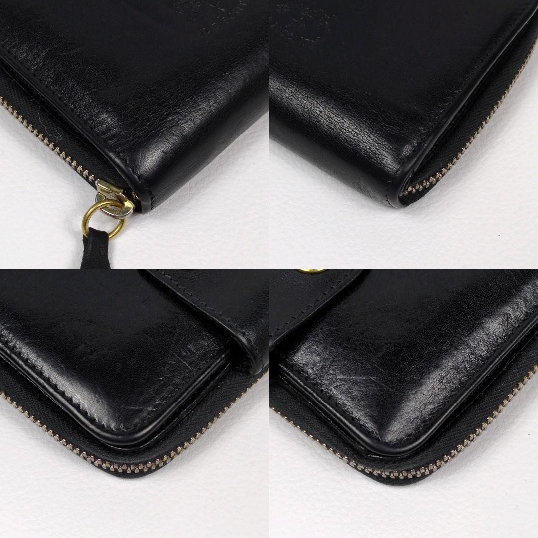 イルビゾンテ ラウンドジップ ファスナー 財布 ブラック シボ ゴールド