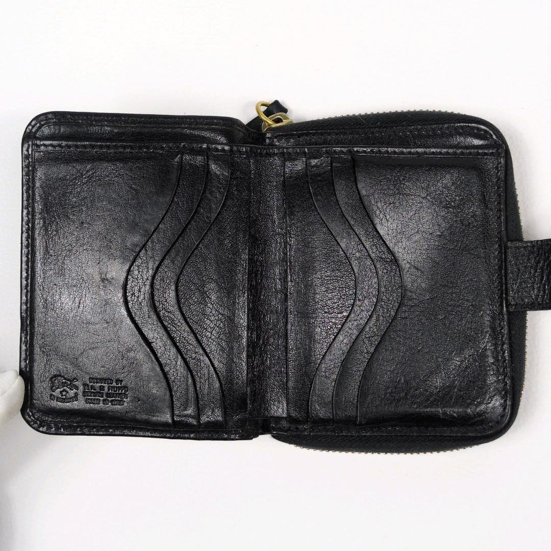 イルビゾンテ ラウンドジップ ファスナー 財布 ブラック シボ ゴールド