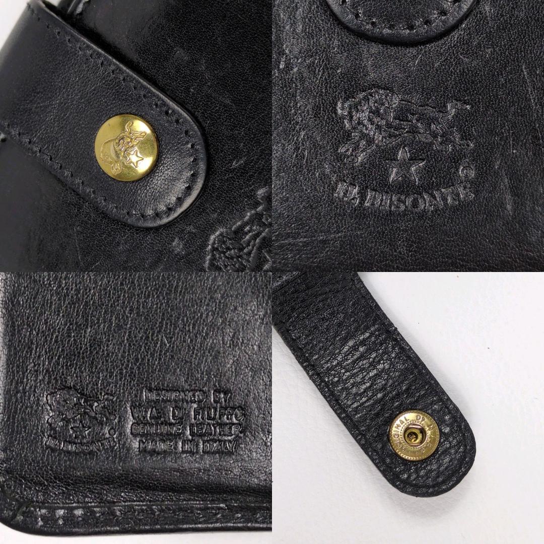 イルビゾンテ ラウンドジップ ファスナー 財布 ブラック シボ ゴールド