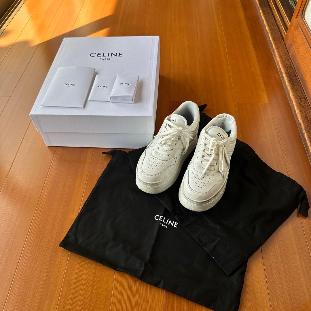 最終価格CELINE ホワイト プラットフォームスニーカー
