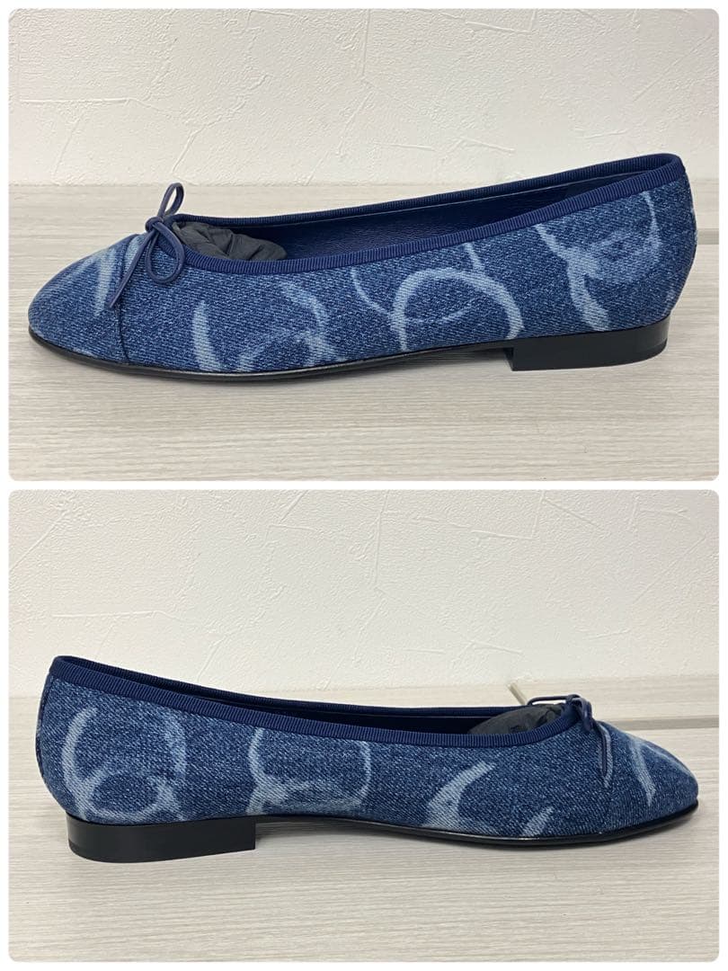CHANEL シャネル デニム バレリーナ シューズ バレエシューズ 37C