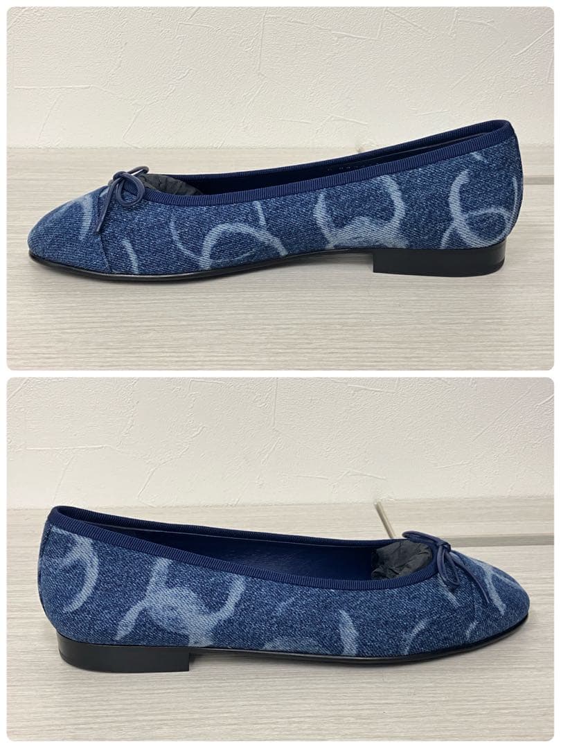 CHANEL シャネル デニム バレリーナ シューズ バレエシューズ 37C