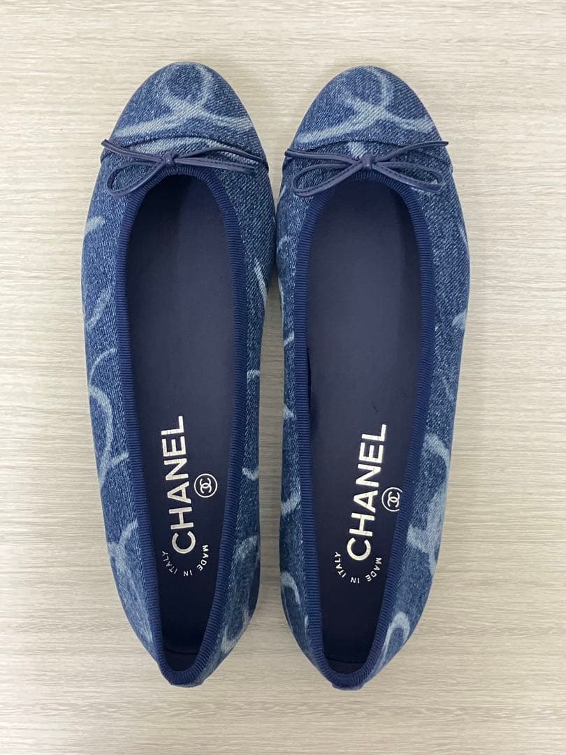 CHANEL シャネル デニム バレリーナ シューズ バレエシューズ 37C