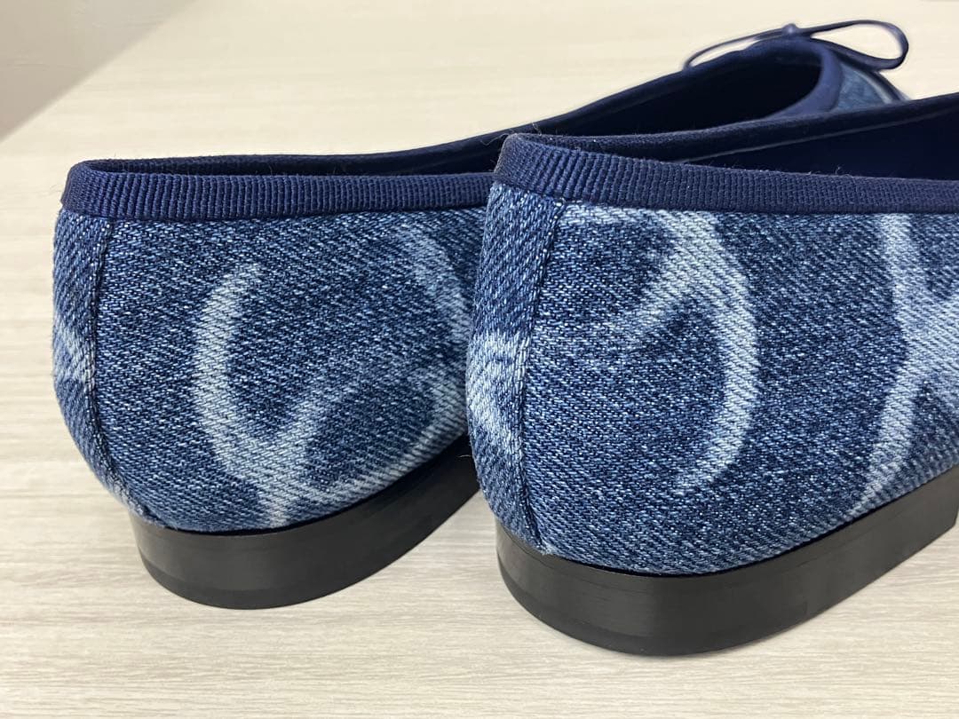 CHANEL シャネル デニム バレリーナ シューズ バレエシューズ 37C