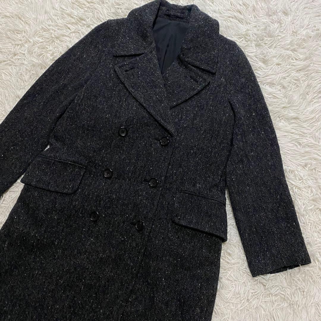 【美品】マーガレットハウエル　ダブルチェスターコート　ツイード　ロング　Sサイズ