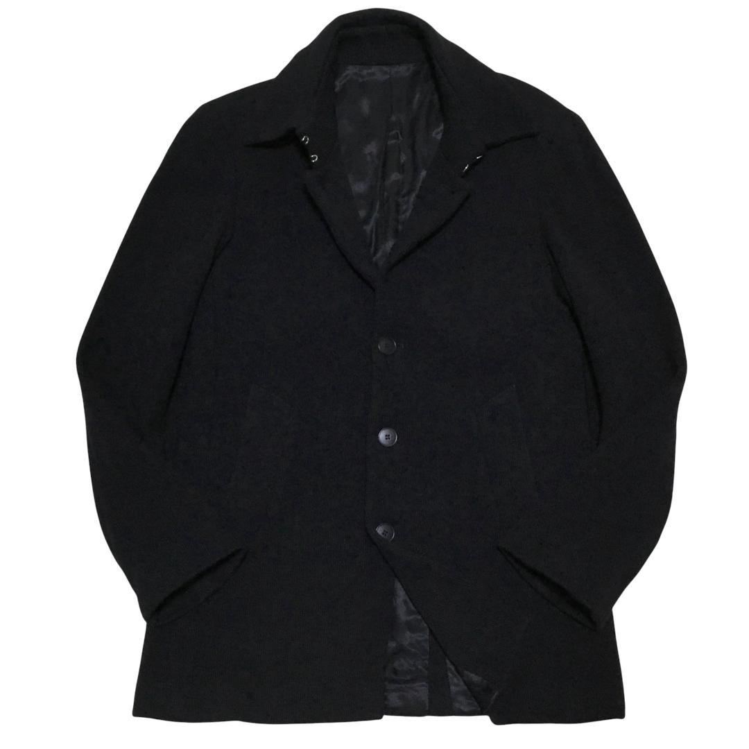 希少90sビンテージ アニエスベー フロントボタン留め 綾織り ショート丈コート