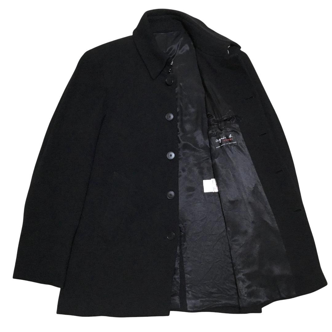 希少90sビンテージ アニエスベー フロントボタン留め 綾織り ショート丈コート