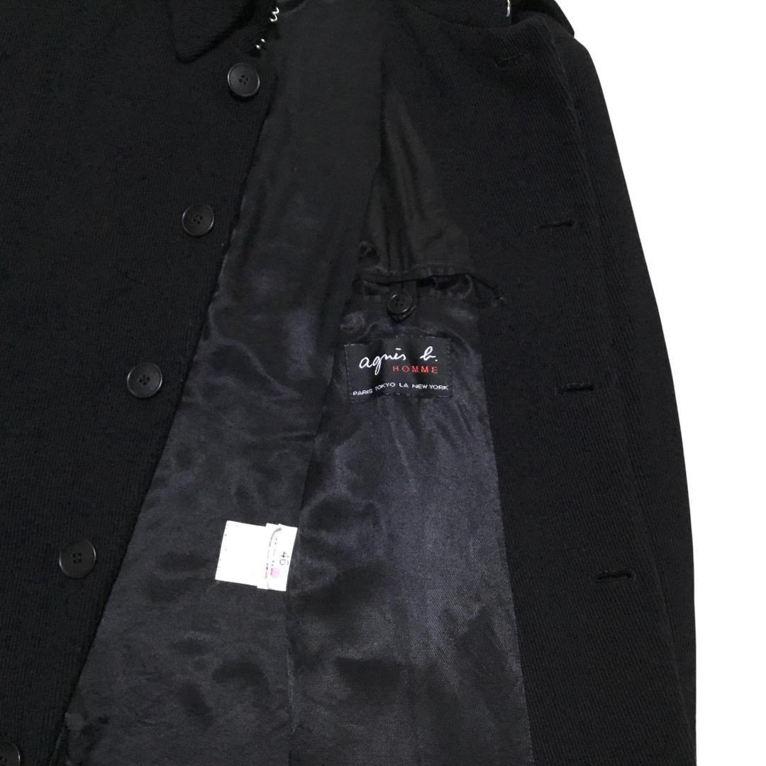 希少90sビンテージ アニエスベー フロントボタン留め 綾織り ショート丈コート