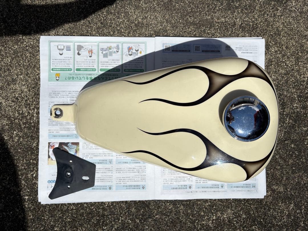 スポーツタンク【Steed400】【ファイヤパターン】 取り付けステー付き