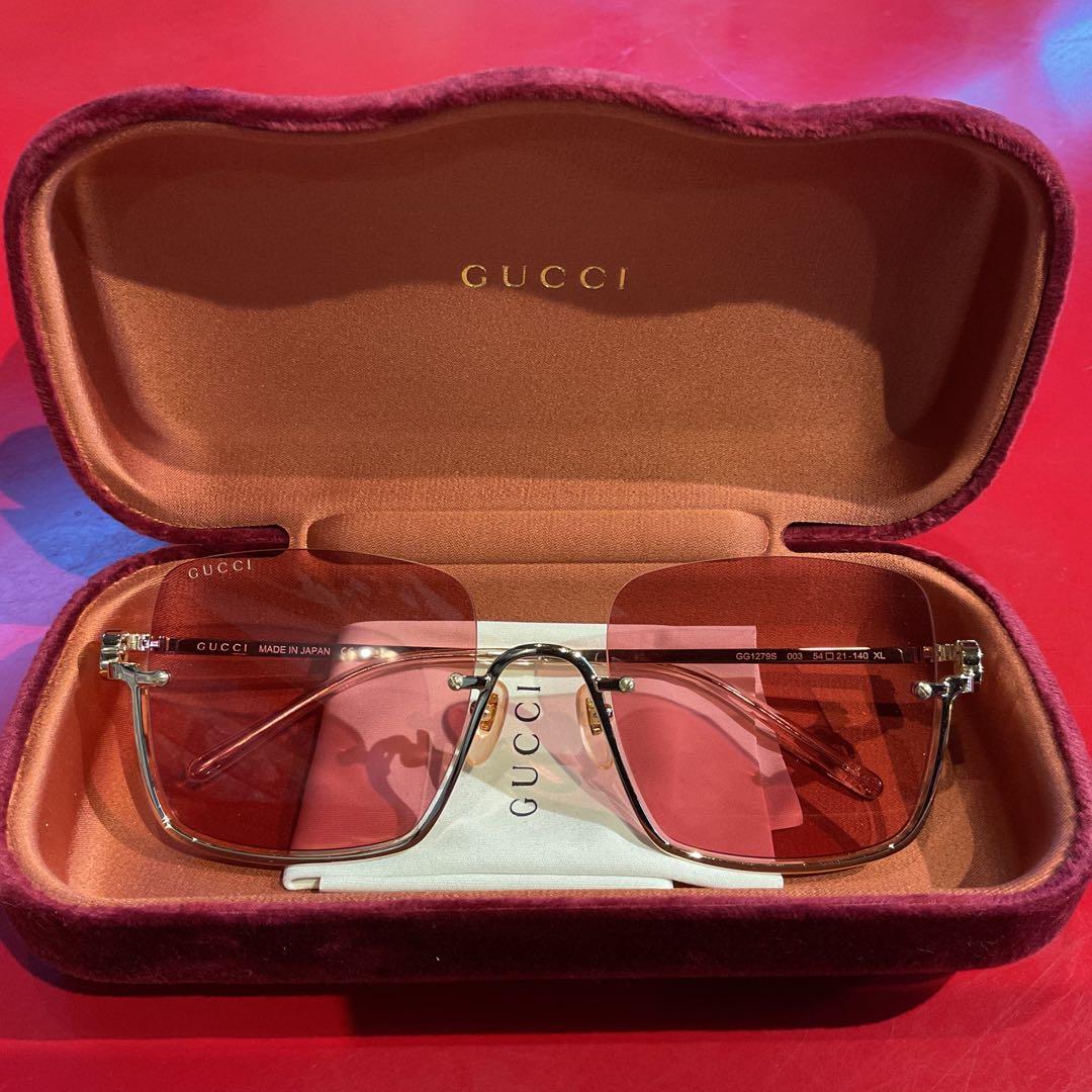 【即決価格】★極美品★GUCCI ピンクレンズ サングラス ケース付き