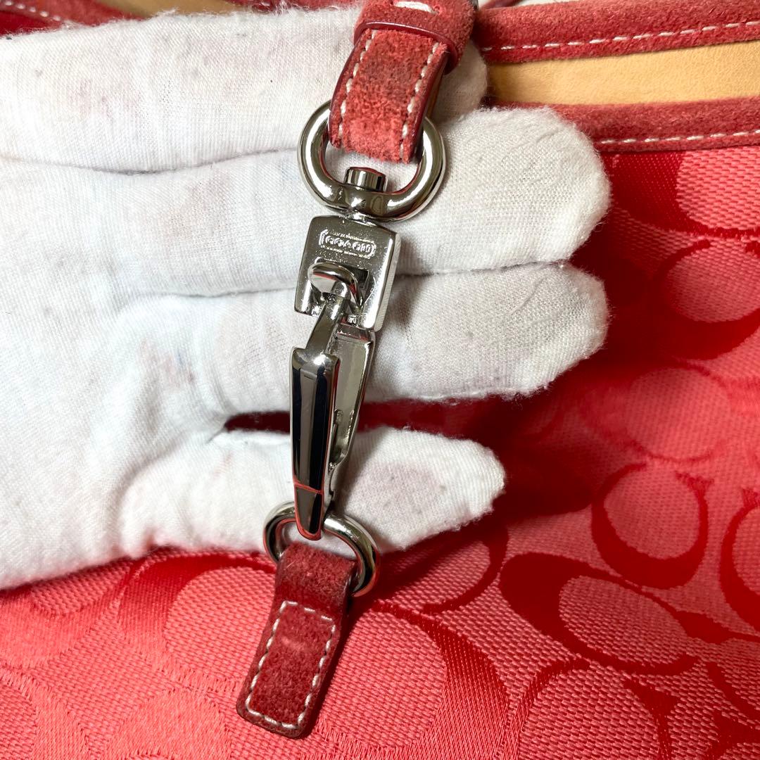 美品✨️COACH ショルダーバッグ アクセサリーポーチ スエード y2k 赤