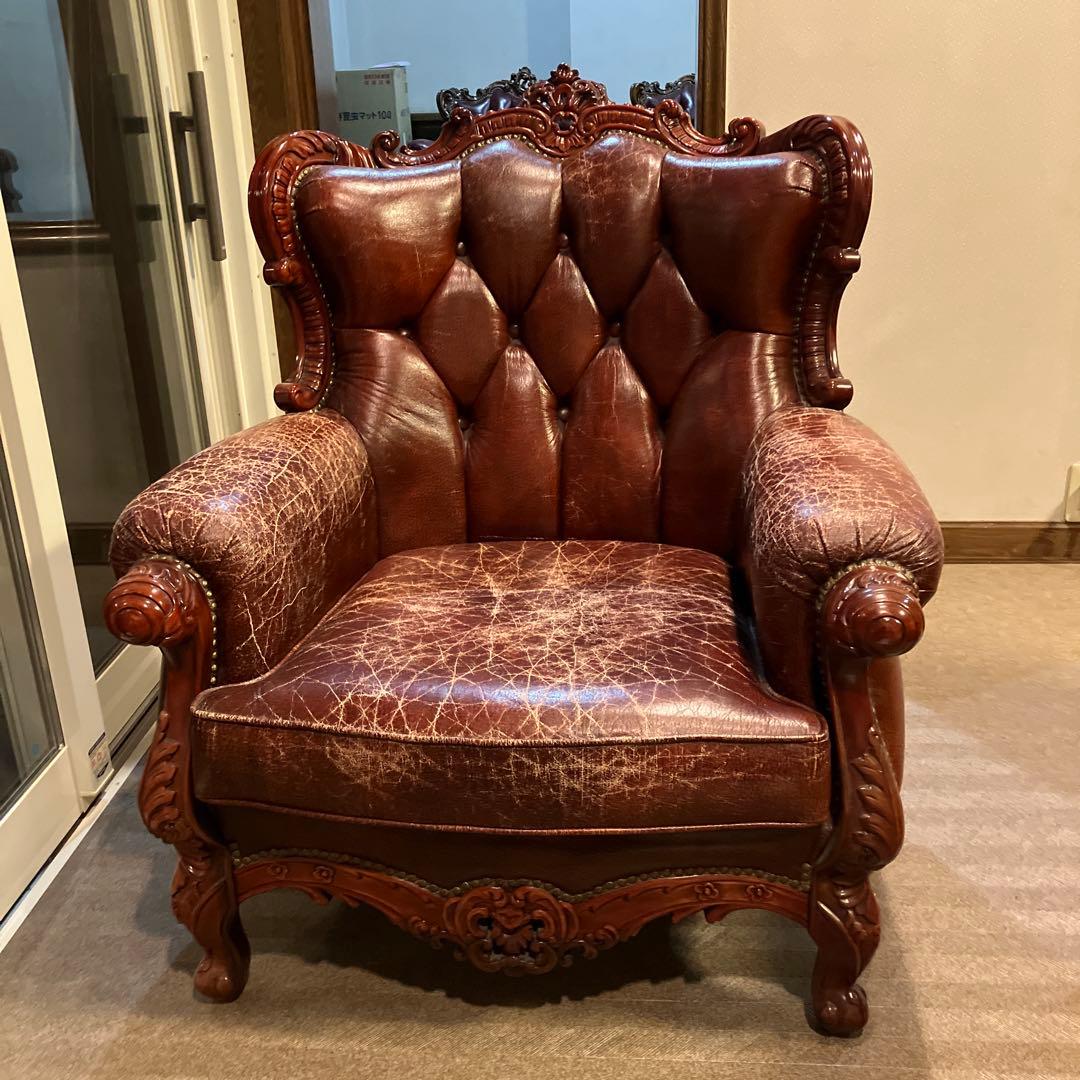 vintage 本革 バロックスタイル 椅子　②
