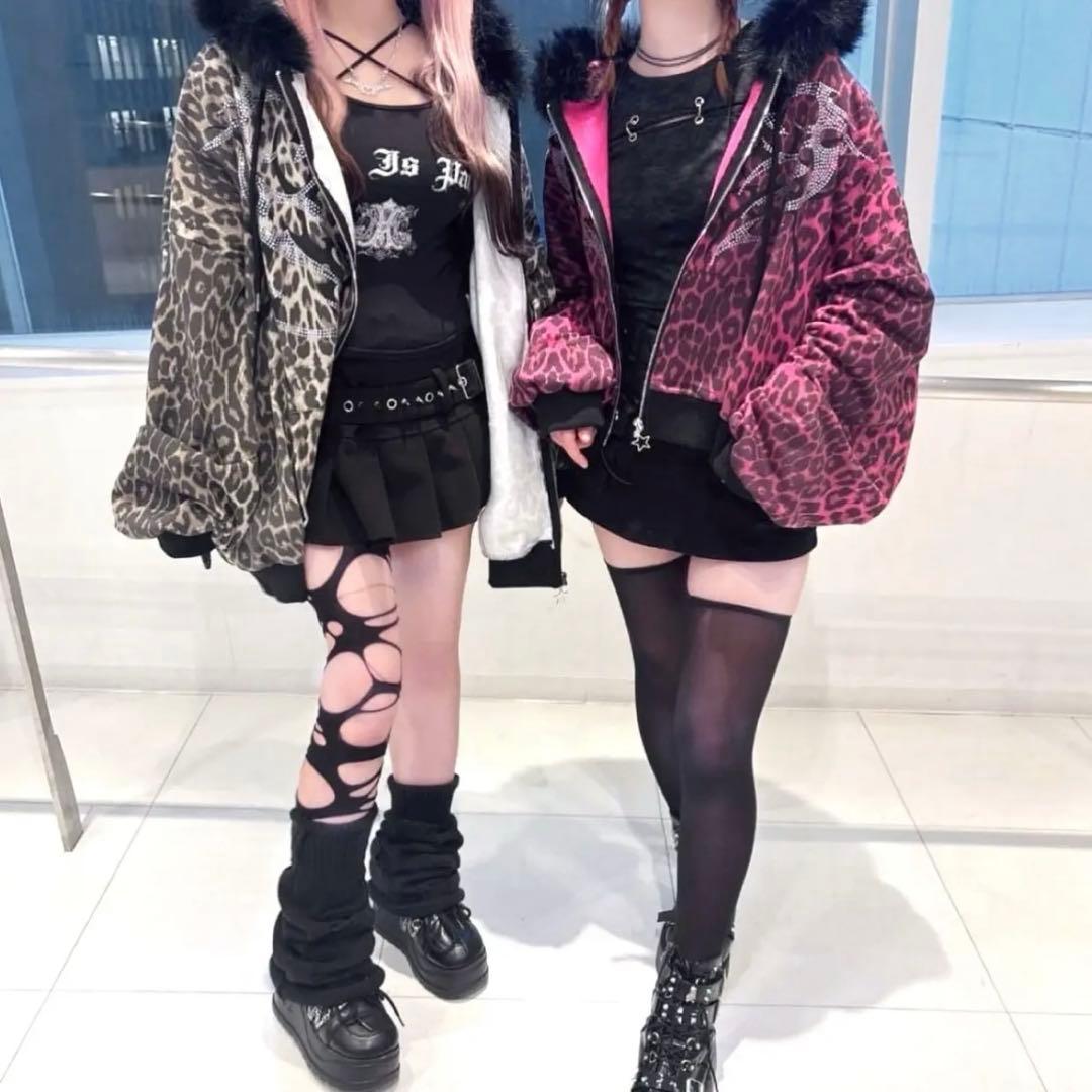 VOLCAN＆APHRODITE ネコ耳レオパードファーZIPパーカー