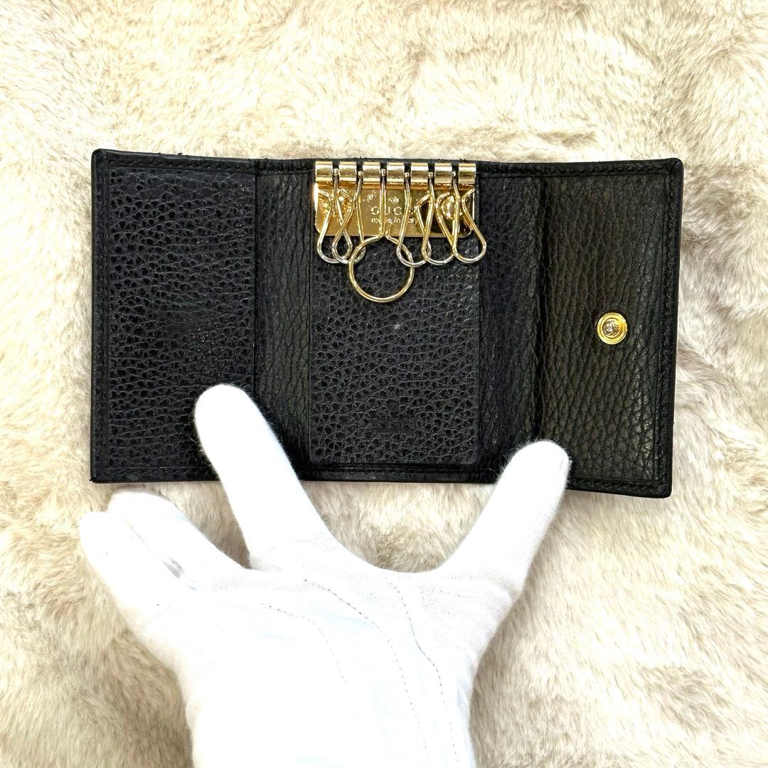 美品　GUCCI キーケース　GGマーモント　6連　ブラック　レザー