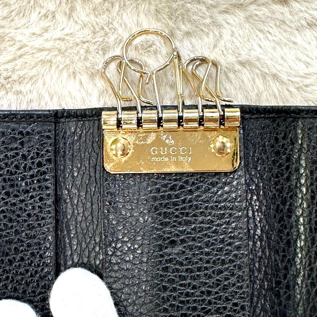 美品　GUCCI キーケース　GGマーモント　6連　ブラック　レザー