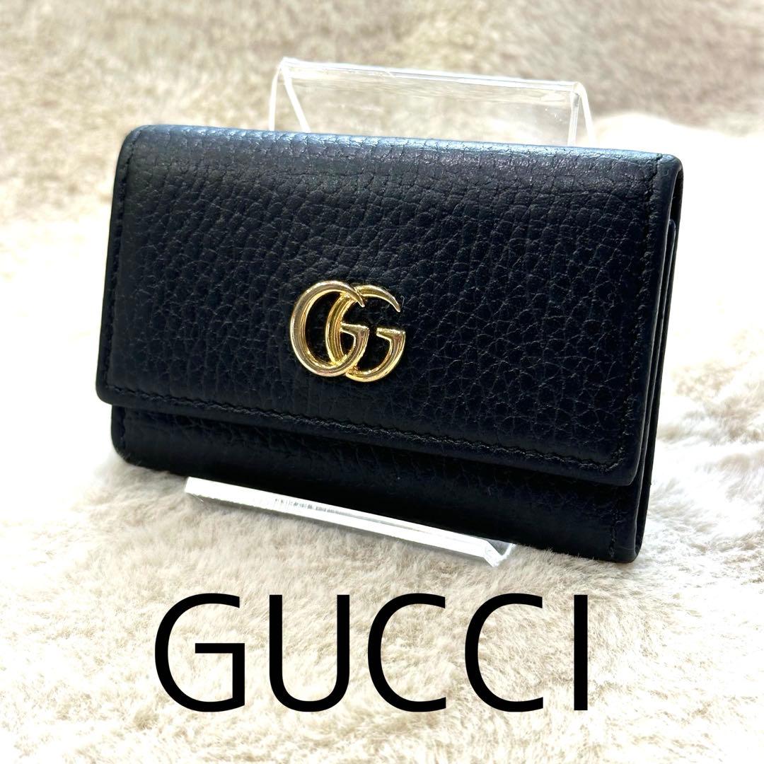 美品　GUCCI キーケース　GGマーモント　6連　ブラック　レザー