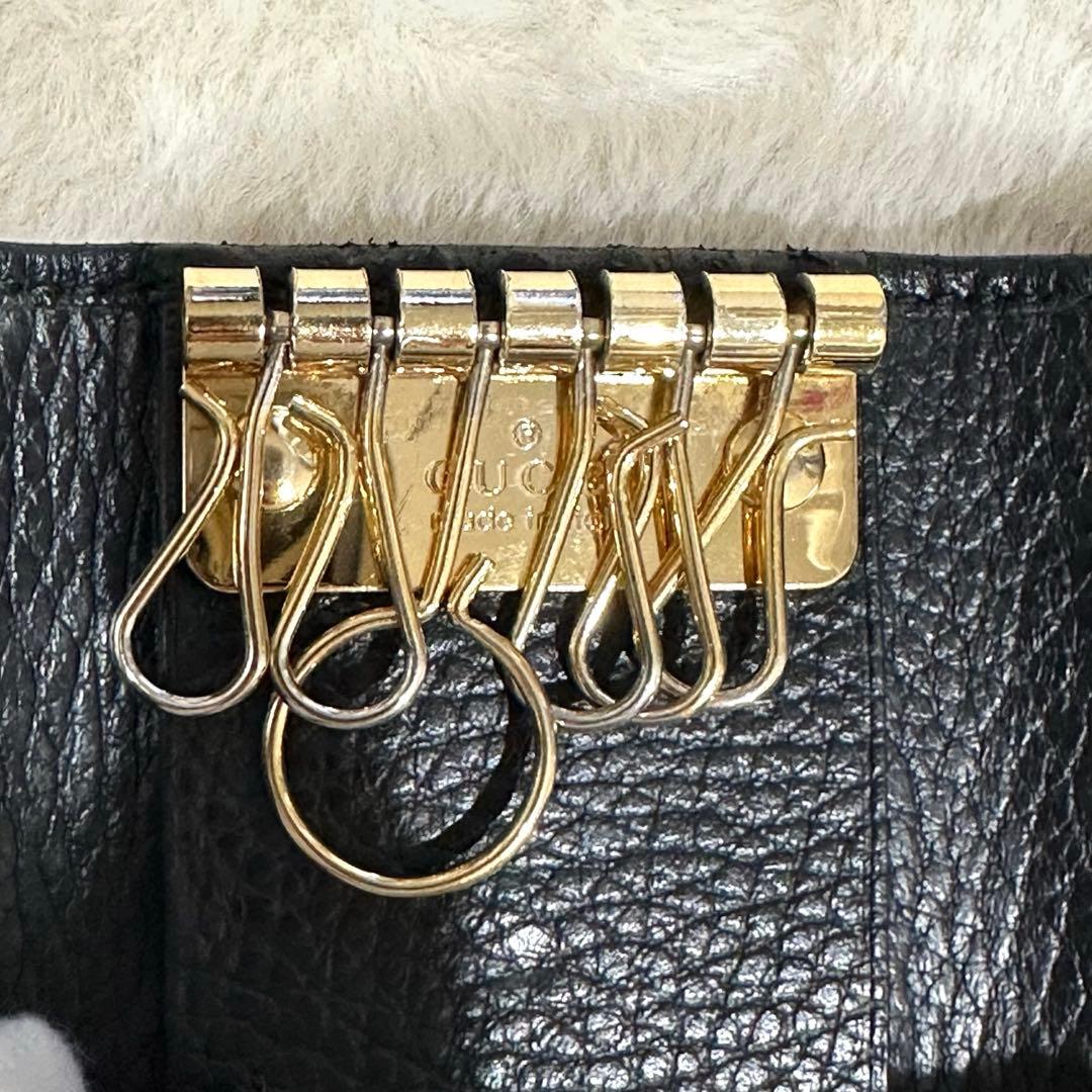 美品　GUCCI キーケース　GGマーモント　6連　ブラック　レザー