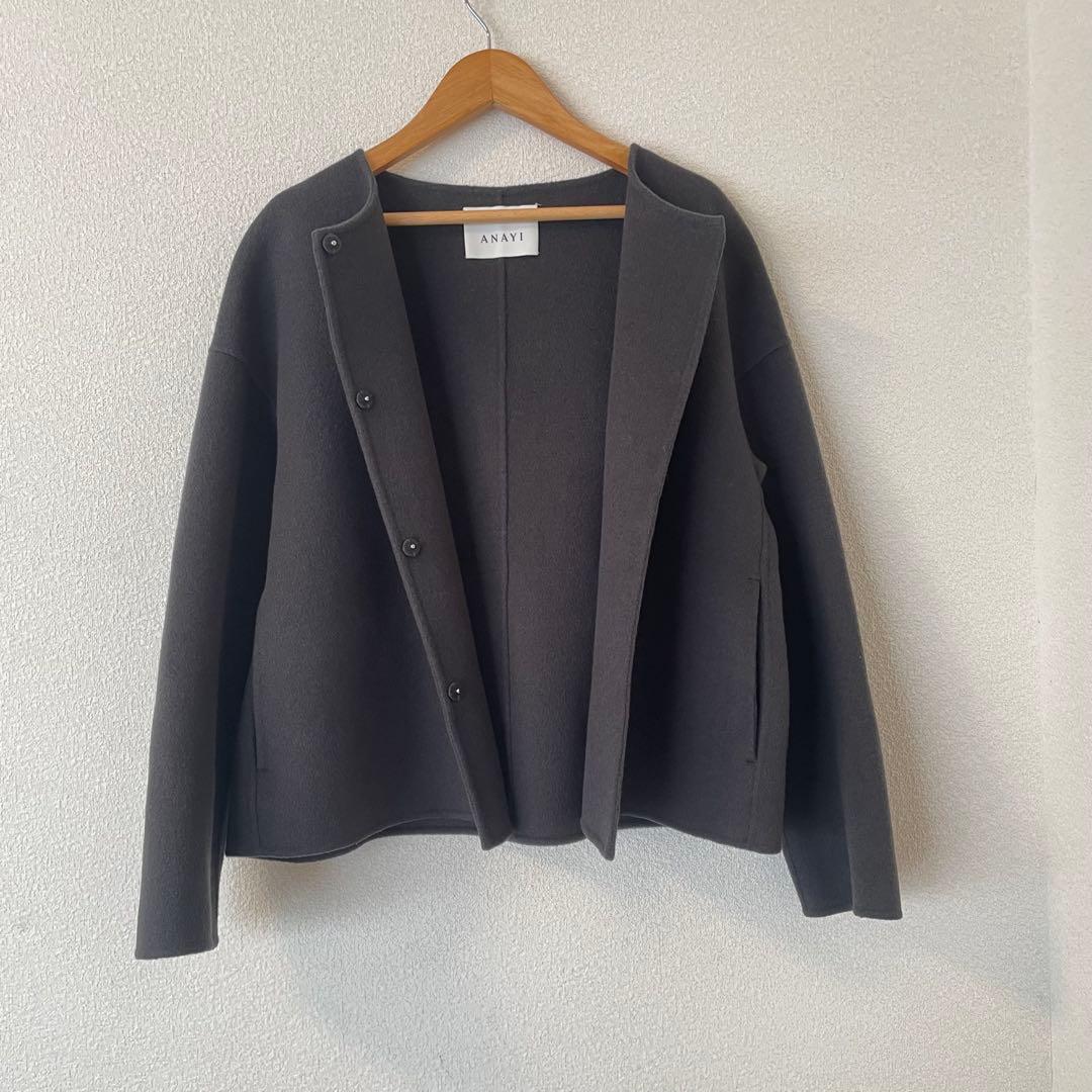 アナイ 36 ウールリバー ノーカラー ショート　コート