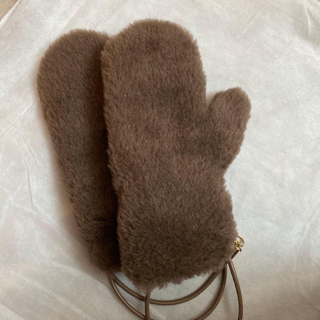 【新品】MaxMara キャメル　テディ ミトン ストラップ付き 手袋
