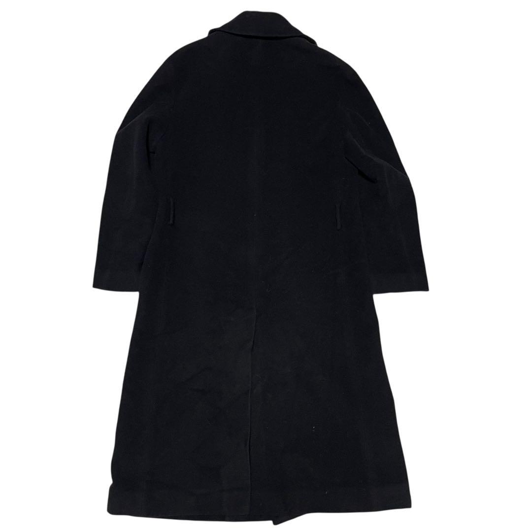 【vintage】ウール100% マキシ丈ダブルチェスターコート ブラック M