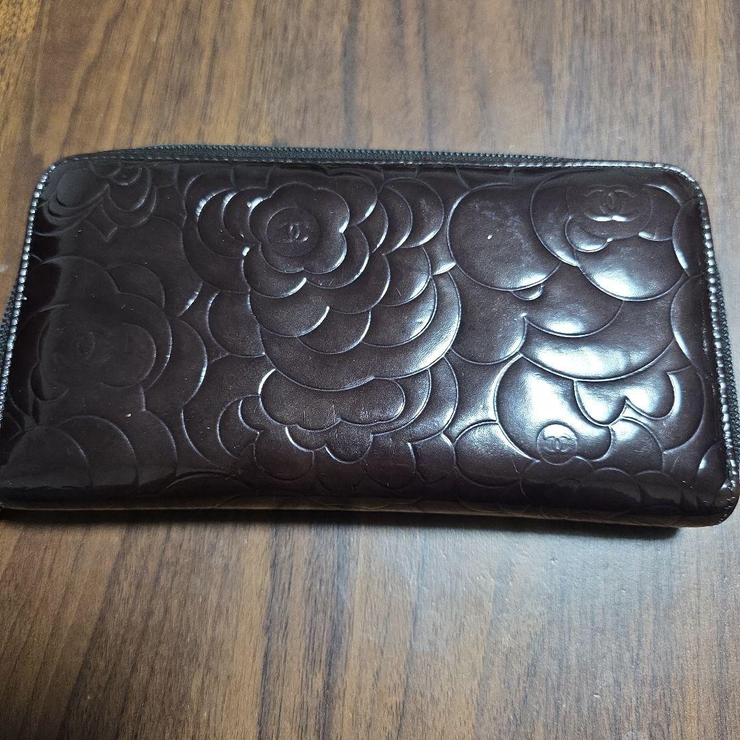 CHANEL フラワーエンボス 長財布 ブラック