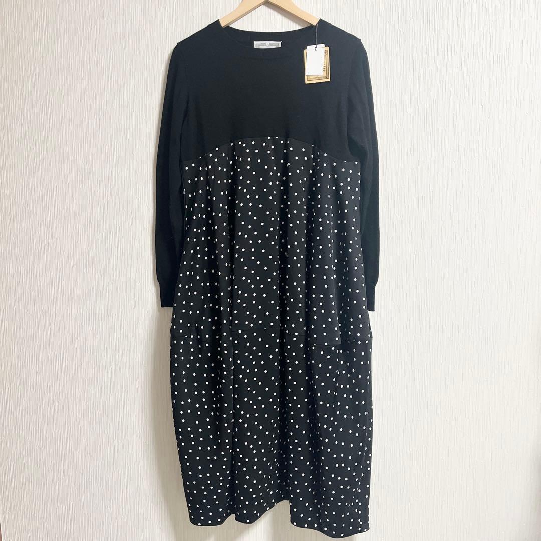 ＊BEARDSLEYタグ付き未使用　ドットマルワンピ F ブラック
