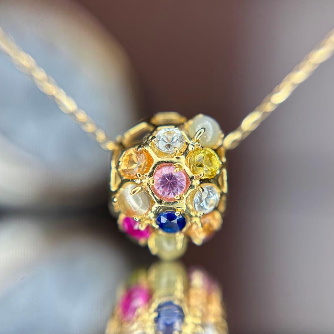 天然ルビー サファイア トルマリン ガーネット ムーンストーン K18