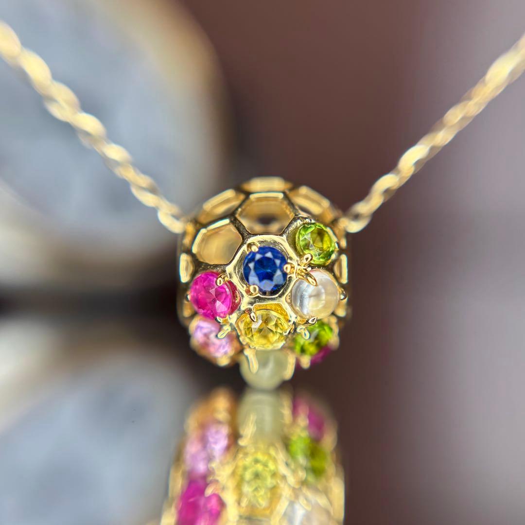 天然ルビー サファイア トルマリン ガーネット ムーンストーン K18