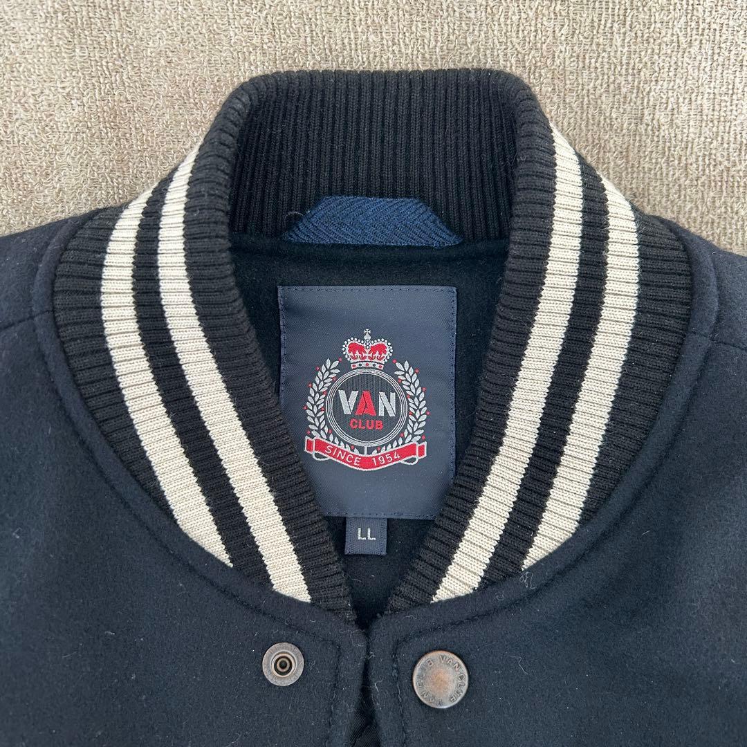VAN CLUB スタジャン ネイビーブラック LL 袖本革 美品