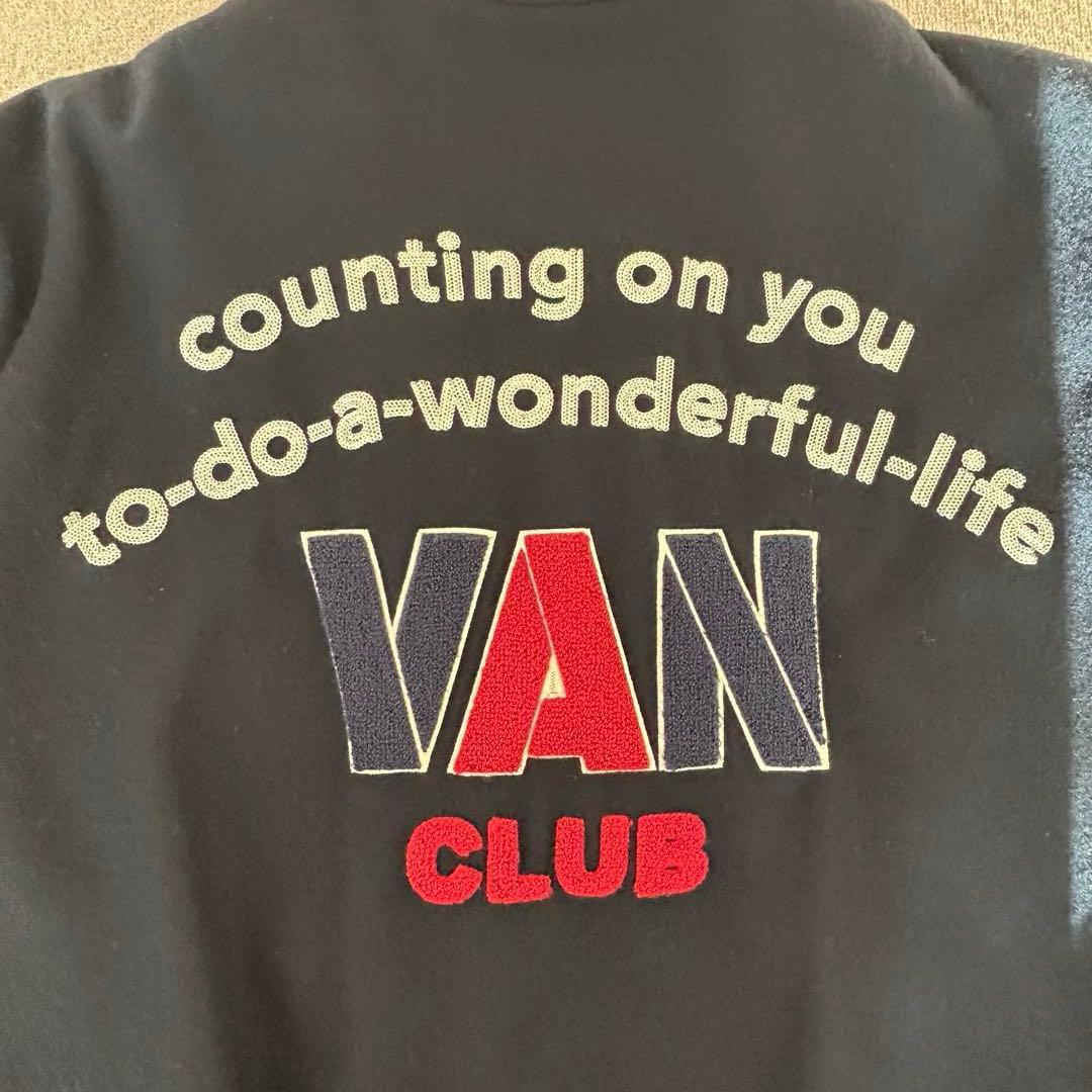 VAN CLUB スタジャン ネイビーブラック LL 袖本革 美品