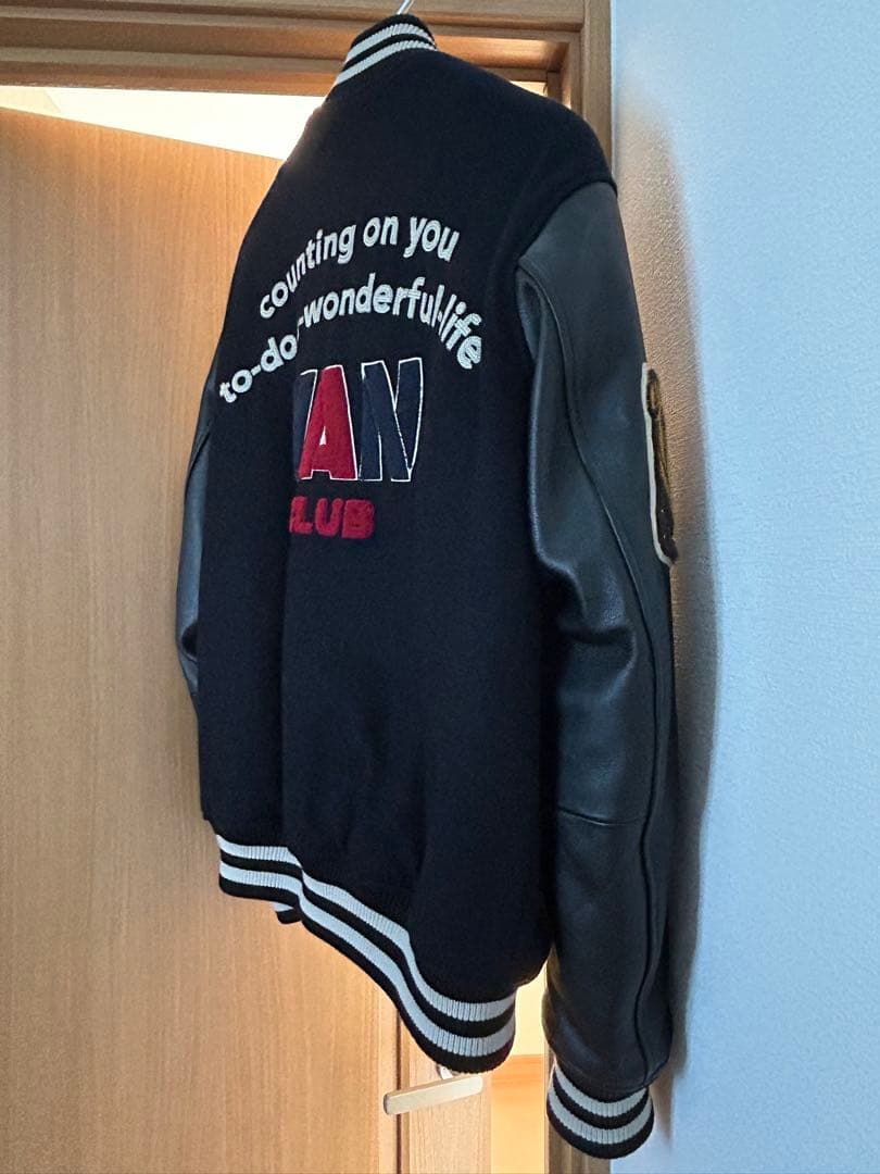 VAN CLUB スタジャン ネイビーブラック LL 袖本革 美品