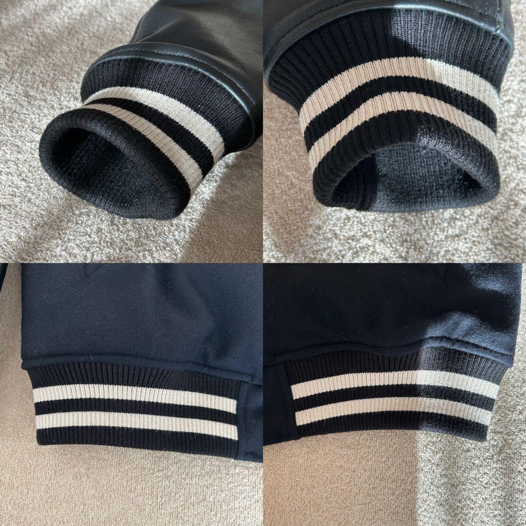 VAN CLUB スタジャン ネイビーブラック LL 袖本革 美品