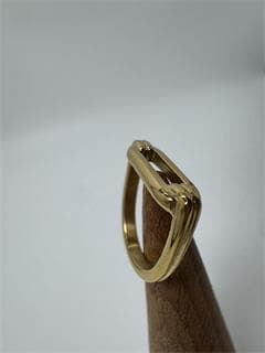 K18ゴールドオープンリング モダンデザイン3.19g 11号