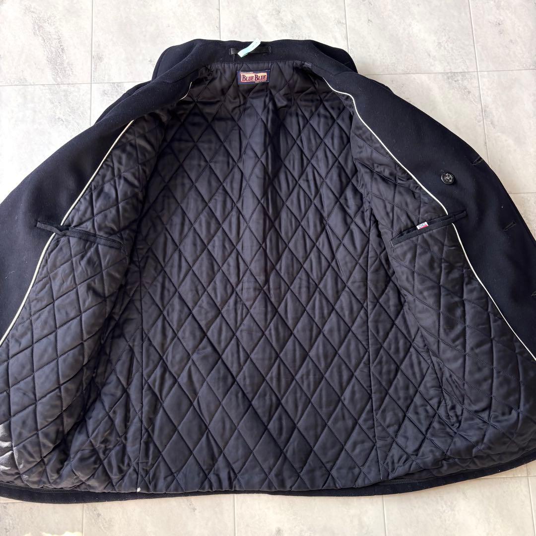 【希少カシミヤ混】ブルーブルー ピーコート Lサイズ ネイビー 日本製 聖林