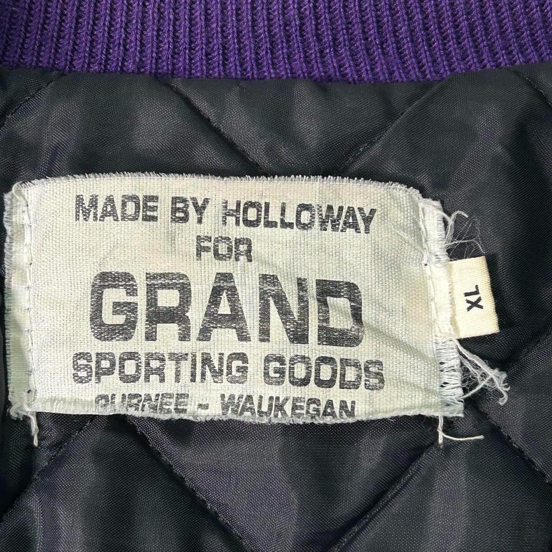 希少カラー ヴィンテージ スタジャン 袖レザー ワッペン刺繍 紫 黒 XL