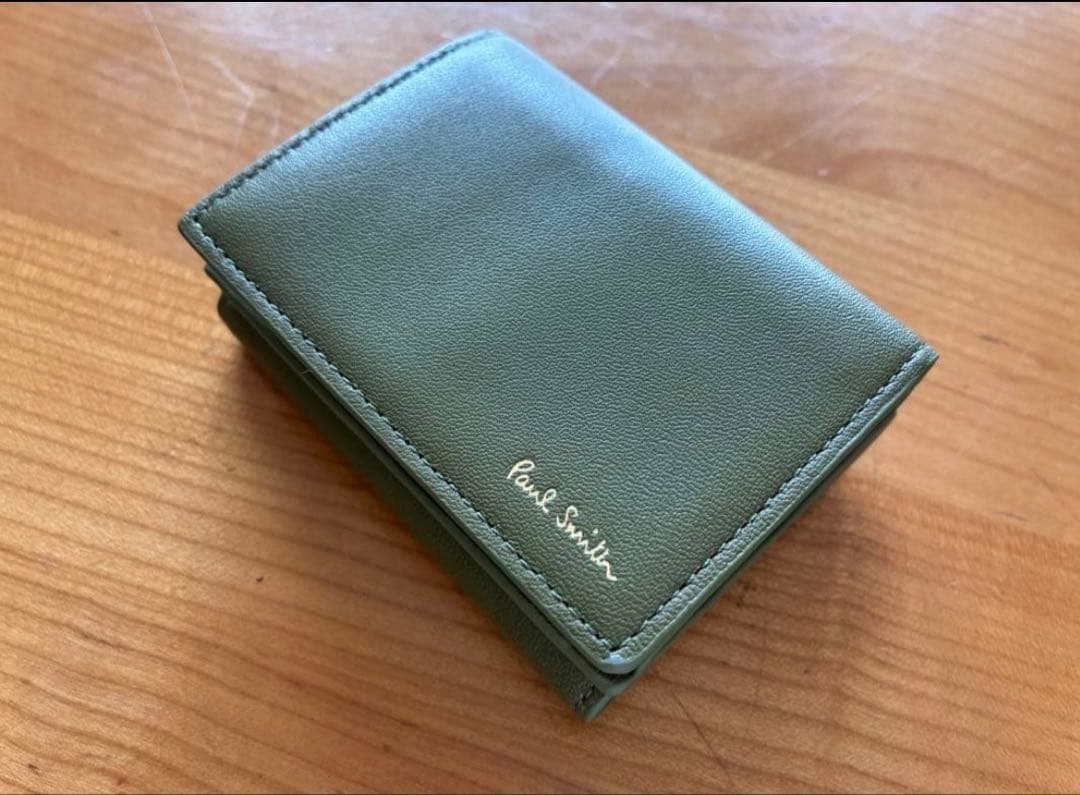 新品　ポールスミス　折財布　カーキ