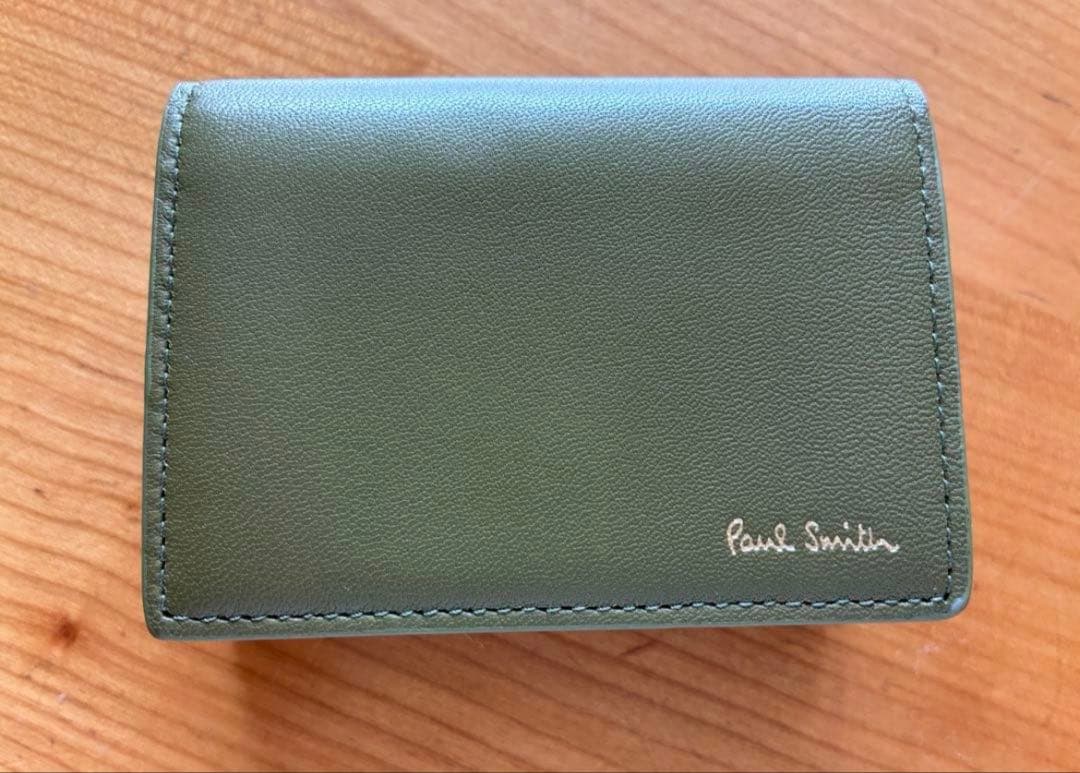 新品　ポールスミス　折財布　カーキ