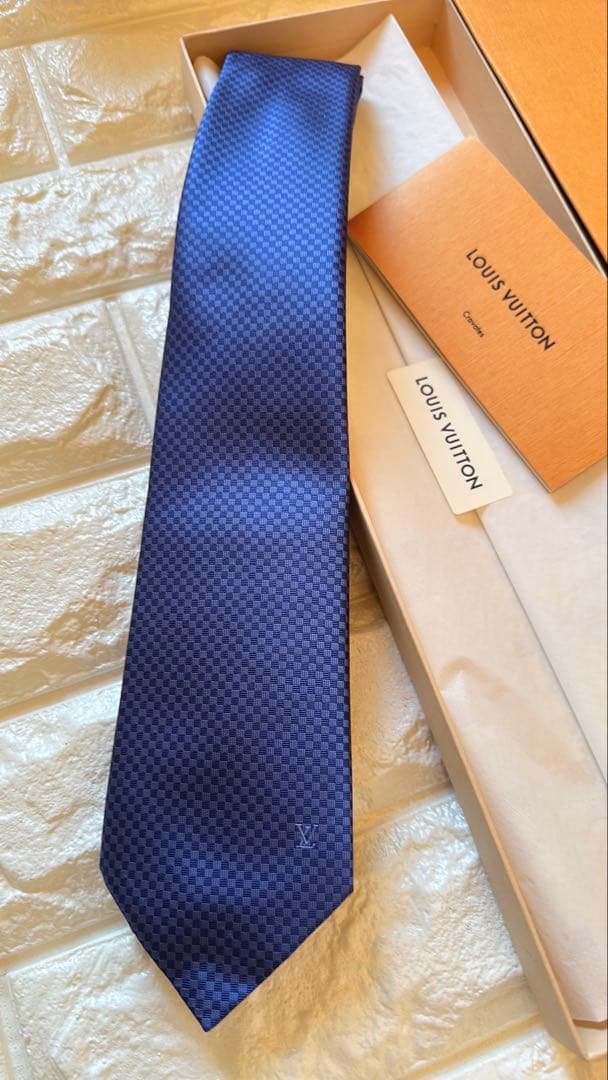 【新品未使用】LOUIS VUITTON ネクタイ マイクロダミエ 8CMブルー