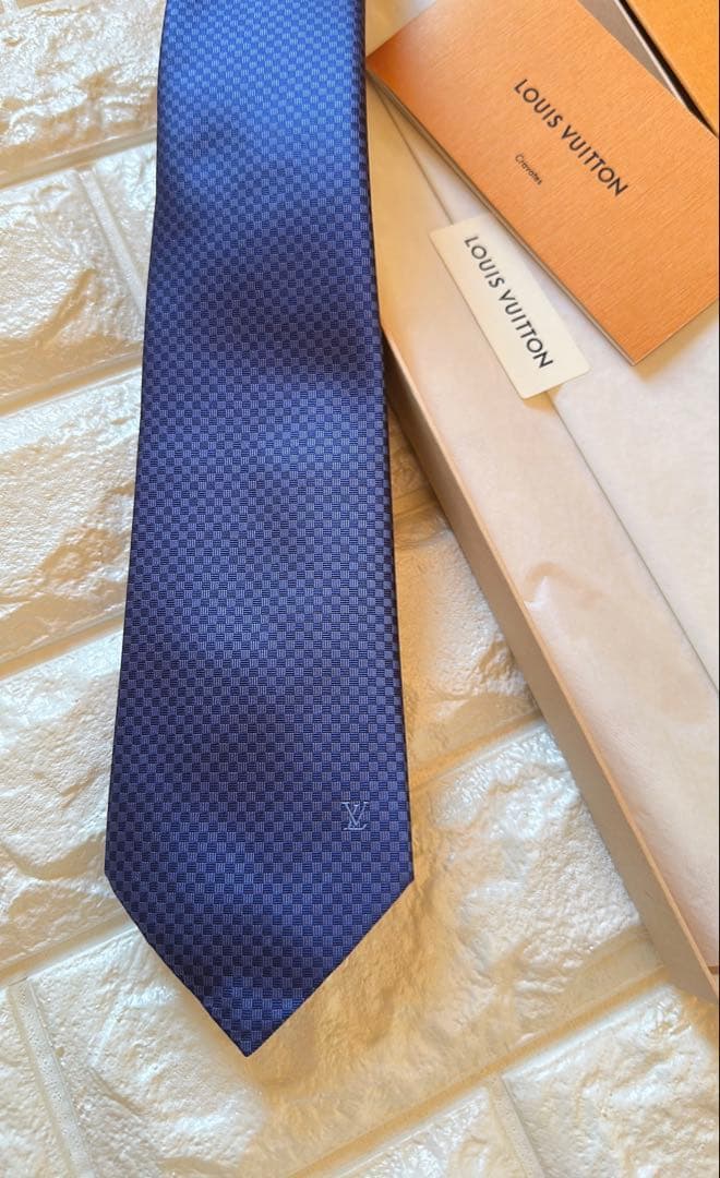 【新品未使用】LOUIS VUITTON ネクタイ マイクロダミエ 8CMブルー