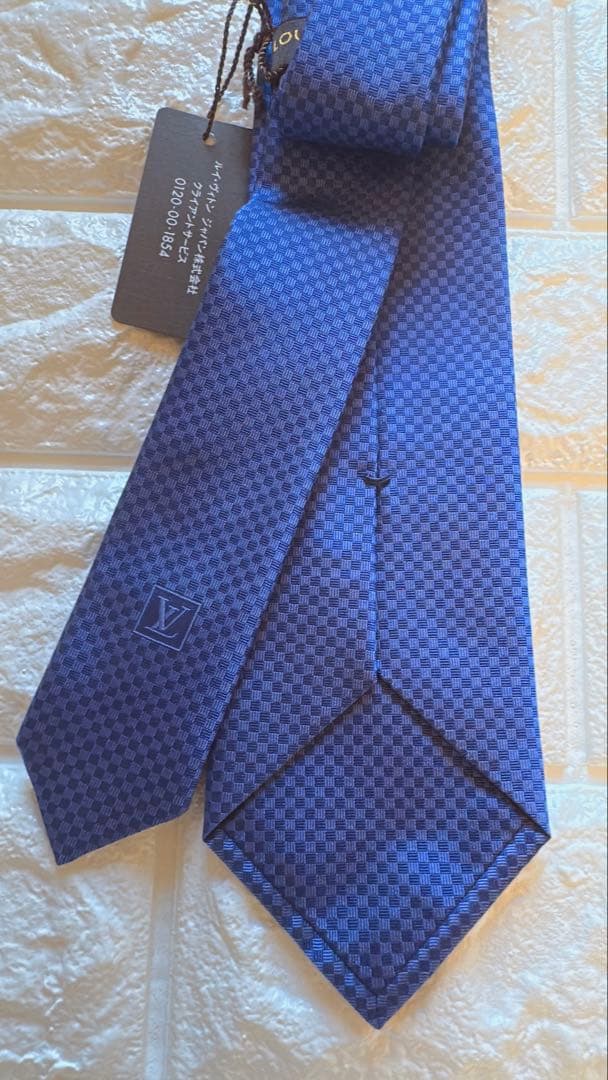 【新品未使用】LOUIS VUITTON ネクタイ マイクロダミエ 8CMブルー