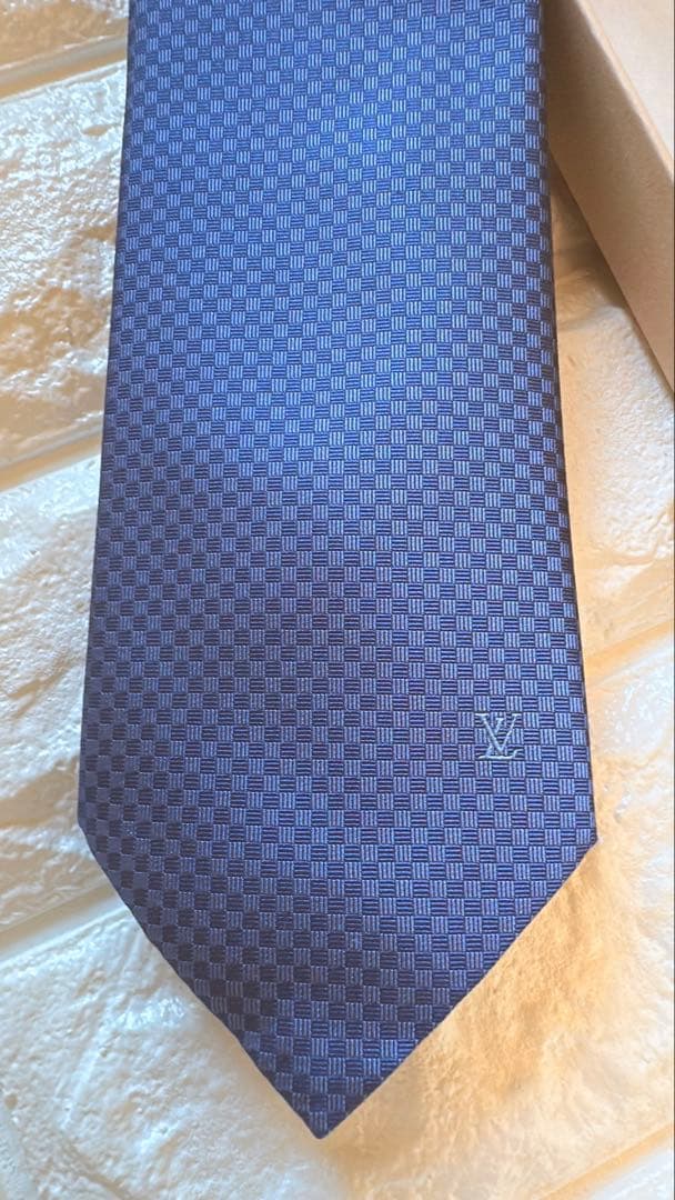 【新品未使用】LOUIS VUITTON ネクタイ マイクロダミエ 8CMブルー