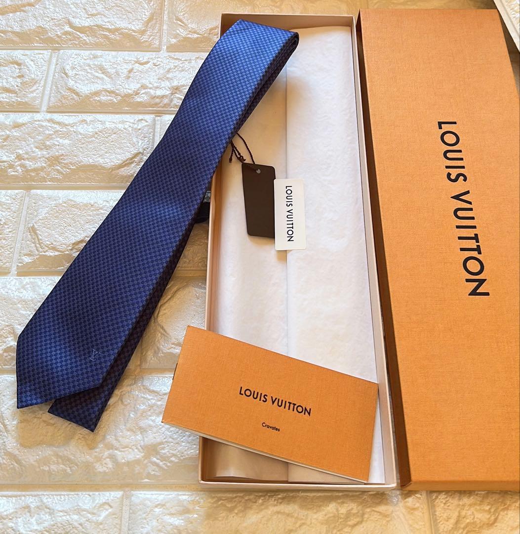 【新品未使用】LOUIS VUITTON ネクタイ マイクロダミエ 8CMブルー