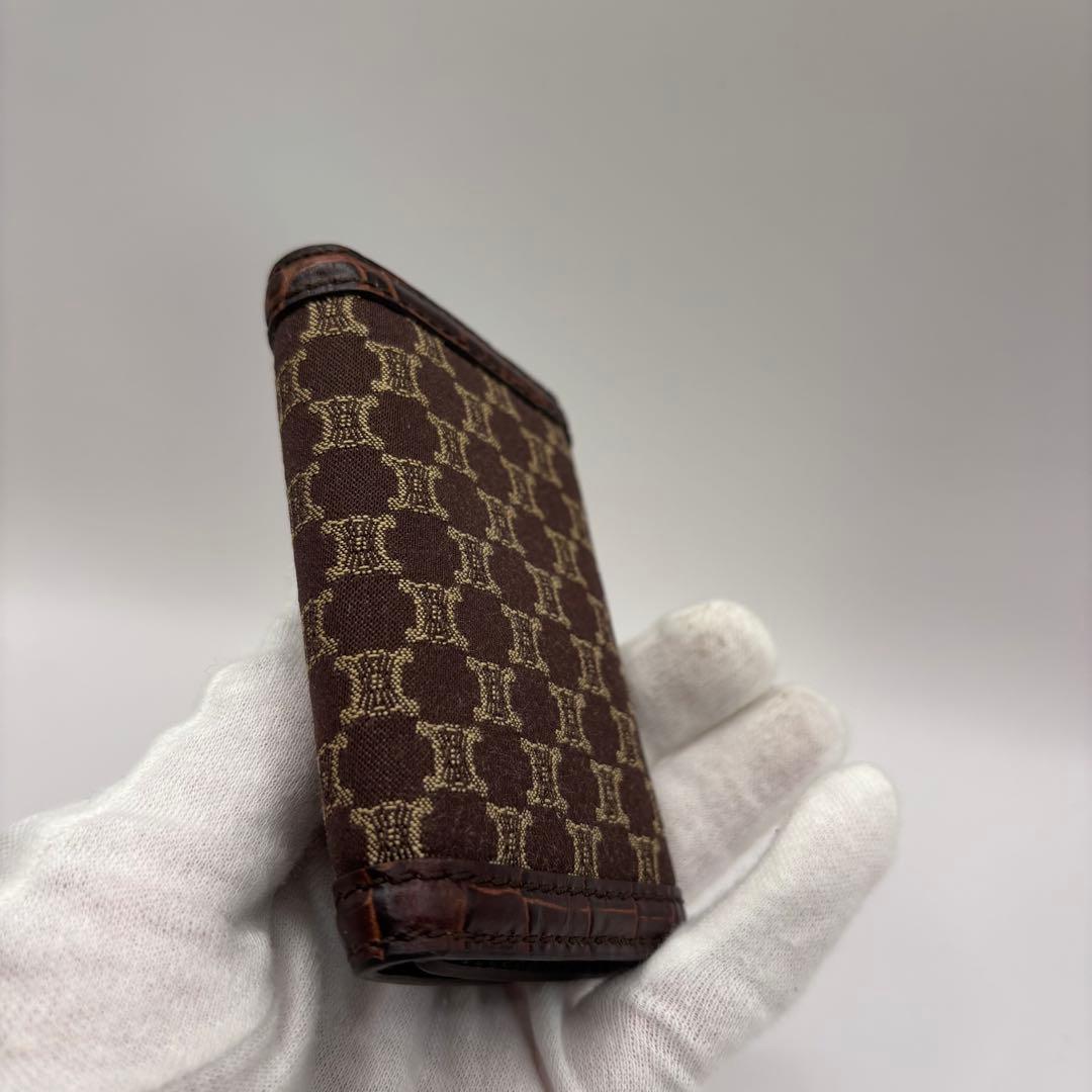 希少品　CELINE キーケース　6連　マカダム　ブラウン　クロコ　レザー　キー