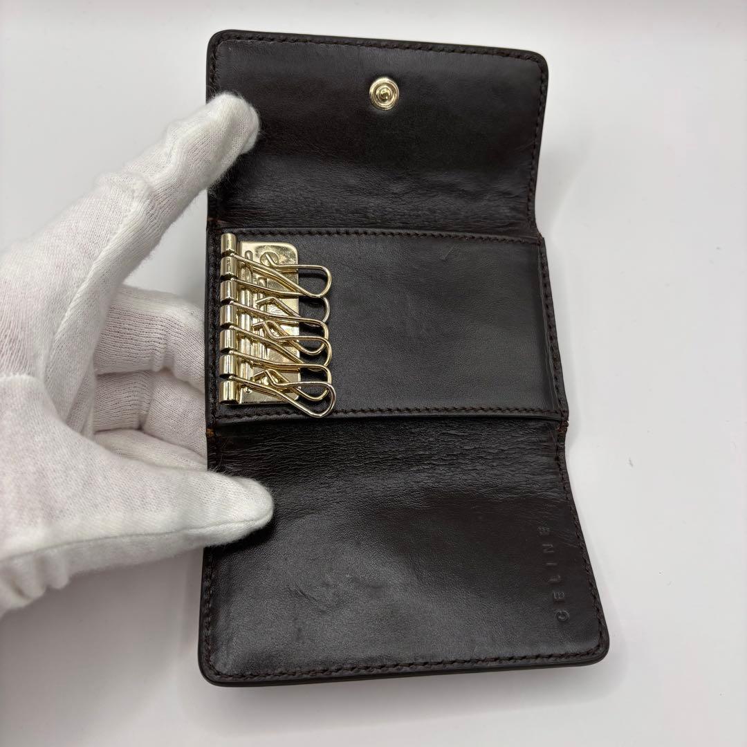 希少品　CELINE キーケース　6連　マカダム　ブラウン　クロコ　レザー　キー