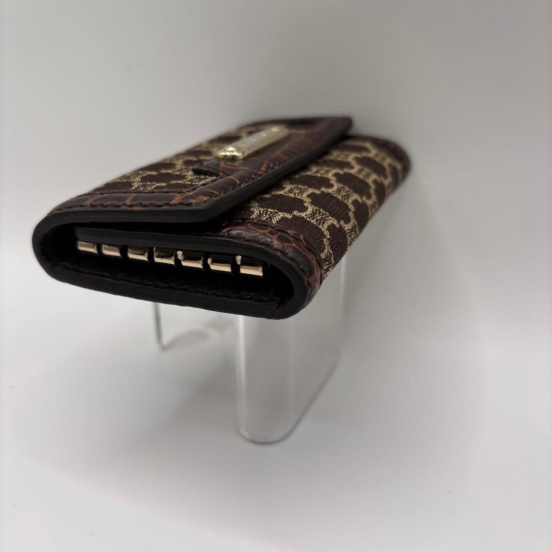 希少品　CELINE キーケース　6連　マカダム　ブラウン　クロコ　レザー　キー